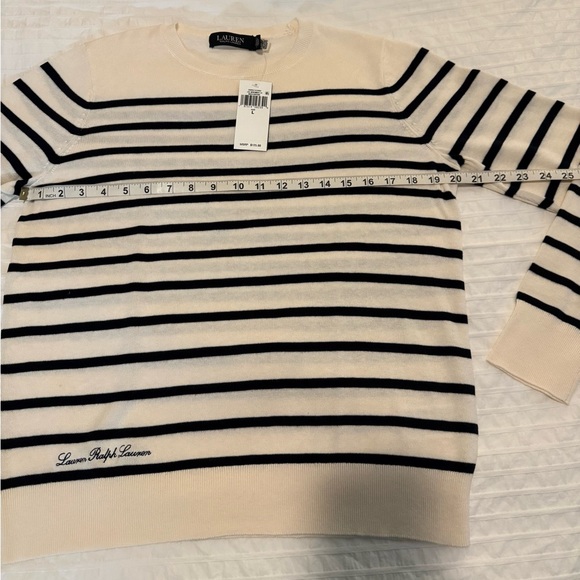 Ralph Lauren Cream and Black Striped Sweater - Picture 11 of 11